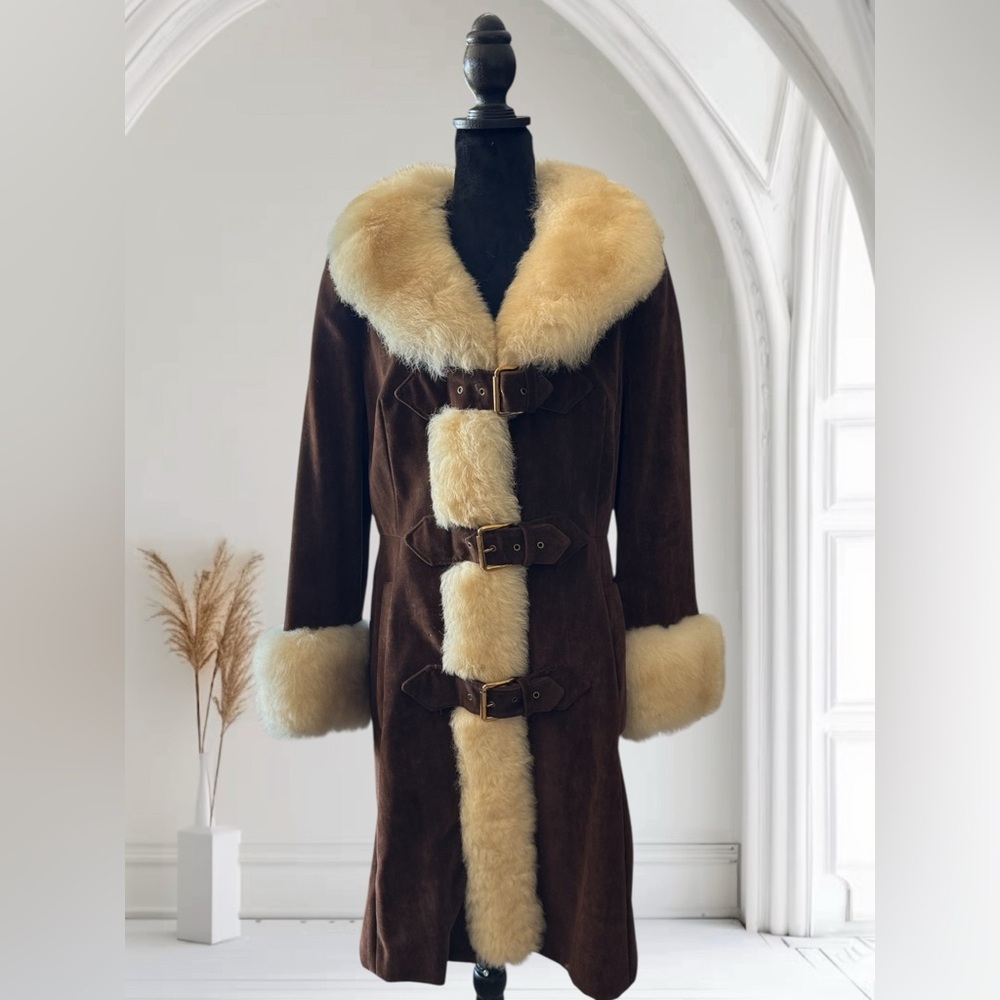 Vintage Country Pacer Velvet Shearling Penny Lane Coat